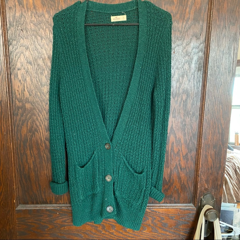Forest green oversized knit cardigan